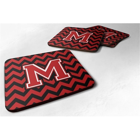 Carolines Treasures Letter M Chevron Black and Red Foam Coaster, Set of 4 CJ1047-MFC